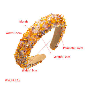 Moda Renkli Reçine/Plastik Kırılmış Taş Parlak Geniş Saç Bantları Kadınların Günlük Parti Kıyafetleri için Avrupa Amerikan Tarzı - Product Image 2