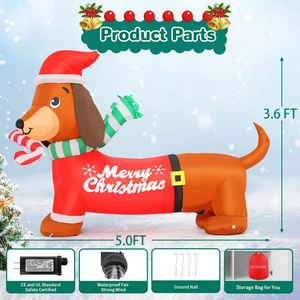 Perro Dachshund Inflable Navideño de 5 Pies con Luces LED, Decoración para Fiestas, Precio al por Mayor Personalizado - Product Image 6