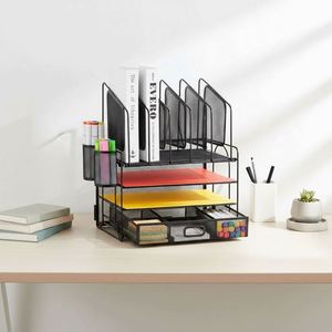 Collect Office Supplies 5 Vertical <b>File</b> Folder Holders Paper Tray Desk Organizers Accessories Storage with <b>Drawer</b> - Product Image 4