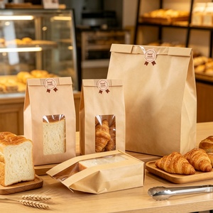 Sacs à pain en kraft personnalisés avec fenêtre, en papier résistant à l'huile, pour pain grillé, gardent le pain frais, compostables - Product Image 3