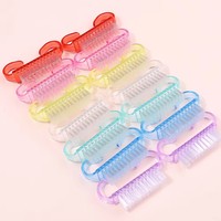 Brosse à ongles professionnelle multicolore en plastique, brosse à poussière douce en corne pour pédicure, outil de nettoyage des ongles et des orteils