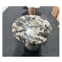 Table à manger ronde en marbre naturel DCT-009, pieds pliables en acrylique, meubles de salle à manger
