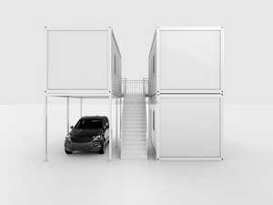 Maison modulaire préfabriquée à 2 étages de 20 pieds avec abri pour voiture et 2 unités de vie indépendantes, structure en acier Q355B, assemblage rapide - Product Image 3