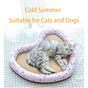 Geerduo-cama de verano para perros y gatos, cómoda y portátil, con forma de corazón, de mimbre, Oxford - Product Image 3