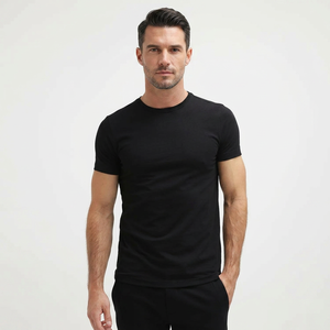 T-shirt unisexe personnalisé à col rond en coton tricoté doux 100 %, design uni, écologique, respirant, pour le fitness et la course à pied (pour hommes) - Product Image 1