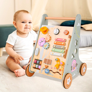Marche-bébé Montessori avec tableau d'activités, jouet d'apprentissage pour tout-petits pour passer du positionnement assis au debout, marche-bébé en bois - Product Image 3
