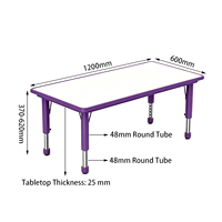 Meubles scolaires, table et chaise d'étude réglables en hauteur pour enfants, plateau en MDF, structure en acier, certifié CE, logo personnalisé