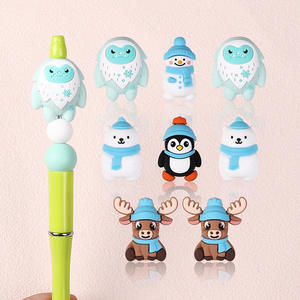 New Christmas Reindeer 3D Cartoon <strong>Silicone</strong> <strong>Beads</strong> DIY Keychain Snowman <strong>Beads</strong> <strong>Wholesale</strong> - Product Image 1