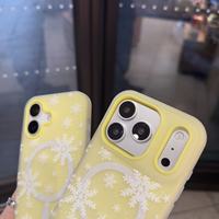 Nouvelle Coque de Téléphone Magnétique en Gelée 2026, Motif Flocon de Neige Complet, Anti-Chute pour iPhone 17 Plus, 16 Pro, 15, 14
