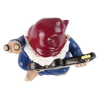 Sculpture en résine de gnome rock avec guitare électrique, statue à barbe blanche pour décoration punk rock pour les amateurs de musique comme cadeau de Noël