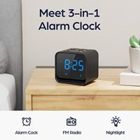 Modernes digitales Premium-LED-Display aus Holz FM-Radio-Wecker Sanftes Aufwachen Dimmbar Schlaf freundliches Licht Natürliches Iuminova