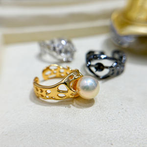 Support de bague en argent S925 avec perles rondes de 9 à 13 mm, accessoires de perles DIY, bijoux en argent simples de 25 mm, apprêts de bijoux 10439 - Product Image 3