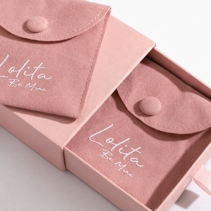 Caja de Joyería de Papel Rígido Rosa con Logotipo Personalizado, Empaque de Lujo con Cajón y Bolsa de Microfibra para Pulseras - Product Image 4
