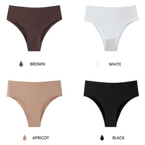 Ropa interior de seda de hielo europea y <span class=keywords><strong>americana</strong></span> para <span class=keywords><strong>mujer</strong></span>, bragas sólidas de cintura alta, lencería sin rastro de alta elasticidad para <span class=keywords><strong>mujer</strong></span> - Product Image 6