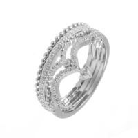 Ensemble de bijoux classiques en quatre pièces, argent sterling 925, zircon, bague, couronne avec plaqué or, pour cadeau