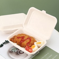 Récipient à lunch en papier de pulpe biodégradable respectueux de l'environnement avec couvercle Bagasse de canne à sucre 7X5 Boîte à bagasse à clapet alimentaire
