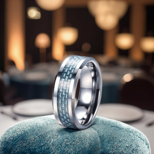 Bán buôn thời trang Tungsten Nhẫn Inlay màu xanh sợi Carbon phong cách cổ điển cho engagement Party kỷ niệm đồ trang sức - Product Image 5