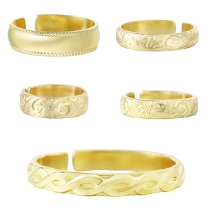 E495 Bagues de mode en <span class=keywords><strong>or</strong></span> rempli 14K, motif floral sculpté, anneaux circulaires ajustables, bagues de <span class=keywords><strong>mariage</strong></span> ouvertes, bijoux pour femmes et hommes - Product Image 2