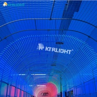 Écran LED flexible en maille P50 pour extérieur, IP68 étanche, transparent, façade média de bâtiment, affichage en grille de pixels