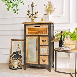 Wholesale Home Living Room Use Farmhouse Rustic Accent Solid Wood Storage Cabinet Vintage Wooden <b>Sideboard</b> 4 Drawers 1 Door <b>ART</b> - Product Image 2