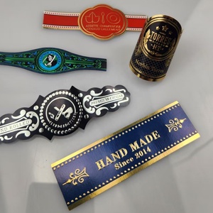Latest Custom-shaped Luxury Gold Foil <b>Logo</b> Cigar Ring <b>Sticker</b> High Quality Heat Sensitive UV Printing Hot Stamping for Ciagr - Product Image 4