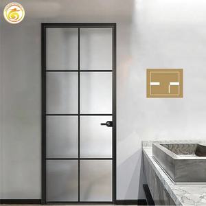 Portas interiores para casas, portas de alumínio para banheiro, porta de vidro temperado dupla - Product Image 4