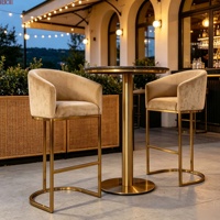 Chaise de bar moderne en tissu avec base en acier inoxydable, tabouret de bar, chaise de comptoir pour la maison, la cuisine, la salle à manger, l'hôtel, le restaurant, les événements