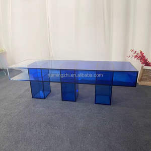 आधुनिक कला नीले ग्रेडिएंट ऐक्रेलिक लंबी टेबल सरल रचनात्मकता लिविंग रूम ऐक्रेलिक कॉफी टेबल - Product Image 4