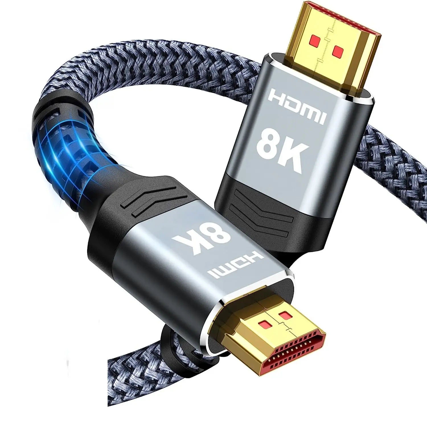 كابل HDMI عالي السرعة بشدة معتمد بحجم 10 كيلو و8 كيلو، يدعم 4K@120 هرتز 8K@60 هرتز HDMI 2.1 كابل HDMI لـ HDTV وما إلى ذلك