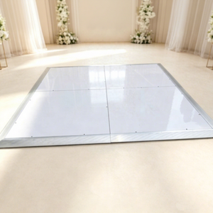 Sol de danse blanc brillant en promotion avec bords en aluminium pour mariage - Product Image 1