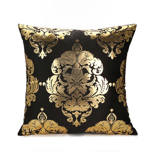 Housses de coussin carrées géométriques brodées <span class=keywords><strong>or</strong></span> blanc en velours court, avec feuille d'<span class=keywords><strong>or</strong></span>, pour canapé, lit - pour hôtels - Product Image 4