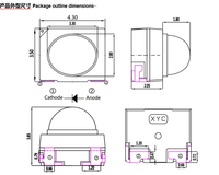 Juhong 4335 IR + PD Tube émetteur-récepteur pour télécommande, rideau lumineux d'ascenseur, Kanban électronique 940ir + PD