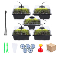 DD1669 Ensemble de propagateur de germination de plantes de jardin avec dôme d'humidité légère et Base 12 kits de plateau de démarrage de graines de cellules