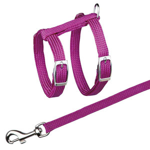 Arnés y correa para gatos, de nailon, ajustable, para gatos pequeños, color morado - Product Image 1