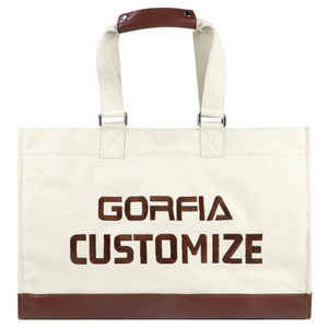 Customizable <b>Large</b> Capacity Women's PU Leather <b>Canvas</b> Tote <b>Bag</b> for Outdoor Shopping Factory Wholesale with Logo Available - Product Image 1