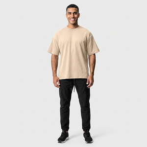 Camiseta 100% algodón para hombre, corte holgado, estampada, al por mayor, camisetas deportivas de manga corta con cuello redondo de algodón de alta calidad para hombre - Product Image 1