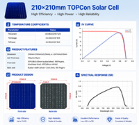 Cellules solaires bifaciales PERC TOPCon REOO 210 mm, cellules photovoltaïques à haute efficacité pour la fabrication de grands panneaux solaires