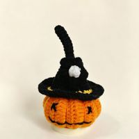 Poupée citrouille d'Halloween au crochet faite à la main, mignonne, en peluche, décoration de table ou de voiture, cadeau de fête