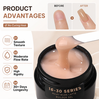 Gel durcisseur Builder Gel, sans HEMA, sans TPO, auto-nivelant, à faible ou sans chauffage, pour extensions UV, vente en gros pour ongles, Poly Gel