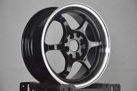 Jantes en alliage JDM 5 branches noir brillant avec lèvre polie, vente en gros usine, 15 16 pouces, 4x100 4x114.3 5x100 5x114.3, jantes Tuner