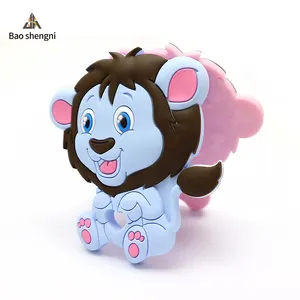 Ein Großhandel New Bpa Free Lion Bio Soft Custom Lebensmittel qualität Silikon Baby Zahnen Beißring Spielzeug Schmerzen lindern Baby Zahns ch merzen
