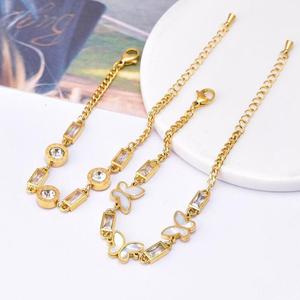 Waterproof Zircon Bracelet 18k Gold Plated <strong>Stainless</strong> <strong>Steel</strong> Titanium <strong>Steel</strong> Roman Bracelet Tarnish Free <strong>Jewelry</strong> Women Bracelet - Product Image 1