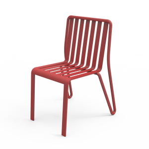 Chaise de jardin moderne en alliage d'aluminium rouge, minimaliste, légère, imperméable, empilable, avec pieds coniques pour une utilisation en extérieur - Product Image 2