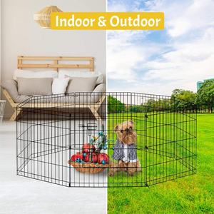 8 paneller Metal tel tavşan Run kafes köpek muhafaza açık evcil hayvan çiti katlanabilir köpek oyun parkı - Product Image 4