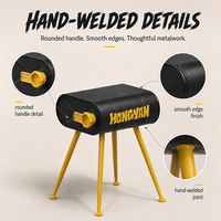 Table d'appoint compacte jaune inspirée d'un bidon, 45 cm de haut, pour café, salon, garage, atelier et espaces commerciaux à thème