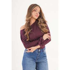 เสื้อผู้หญิงสีพลัม ผ้าบาง แขนทรงปีกค้างคาว ขายส่ง แขนทรงปีกค้างคาว แขนทรงปีกค้างคาว - Product Image 5