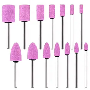 14 Pieces of Red Corundum Abrasive Pink Grinding Head Stone Grinding Drills for Rust Removal Abrasive Heads