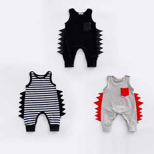Vêtements pour bébé respirants en gros, vêtements d'été sans manches pour bébé garçon, barboteuse corail - Product Image 1