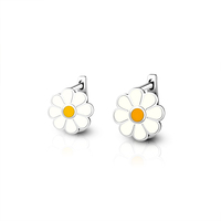 Anting-anting Enamel warna-warni desainer anting-anting bunga enamel 925 perak