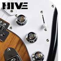 HVE Venta al por mayor de fábrica Perilla de volumen metálica de 6 mm tipo engranaje de 3 colores para guitarra eléctrica y bajo, con orificio y llave